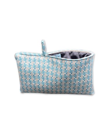 Bag in Bag, Necessaire - Pied de poule aqua-perlmutt aus Stoff