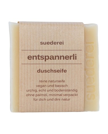 Naturseife Duschseife - Entspannerli mit Melisse - Vegan mit Verpackung frontal