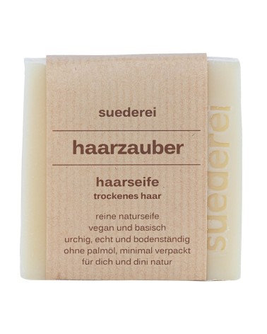 Naturseife Haarseife - Haarzauber mit Avocadoöl - Vegan mit Verpackung frontal
