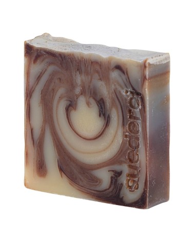 Naturseife Duschseife - Gnüsserli - Vegan mit Musterung gelb-braun ohne Verpackung