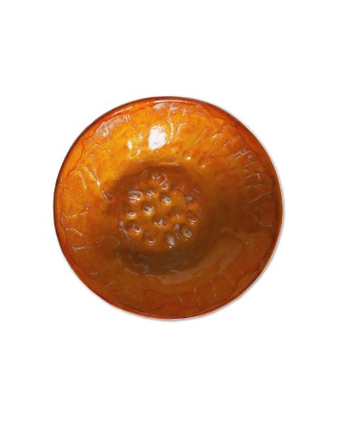 Seifenschale Ton rund klein orange ohne Loch oben