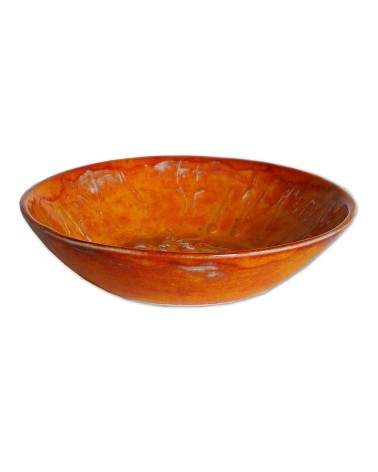 Seifenschale Ton rund klein orange ohne Loch seitlich