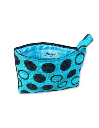 Bag in Bag, Necessaire Kreise türkis schwarz 23x13 cm Vorderseite