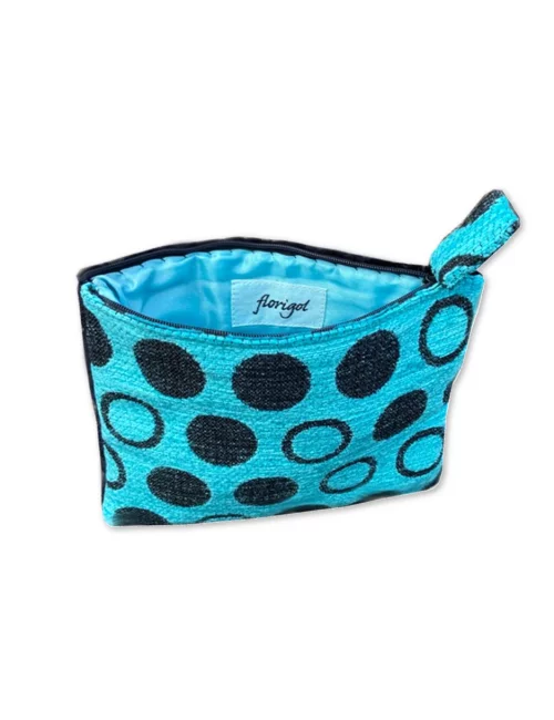 Bag in Bag, Necessaire Kreise türkis schwarz 23x13 cm Vorderseite