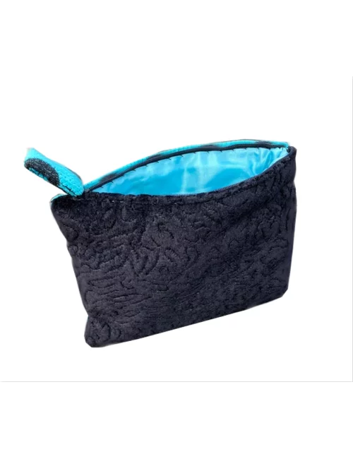 Bag in Bag, Necessaire Kreise türkis schwarz 23x13cm Rückseite