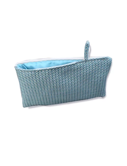 Bag in Bag, Necessaire - Pied de poule aqua-perlmutt aus Stoff Rückseite