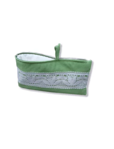 Bag in Bag, Necessaire Bandeau dentelle grün Vorderseite