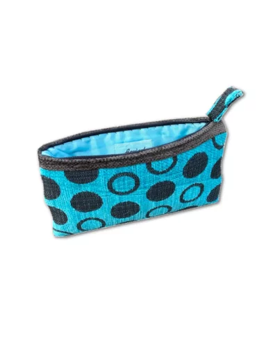 Bag in Bag, Necessaire - Kreise Türkis-Schwarz Vorderseite 19cm x 16cm