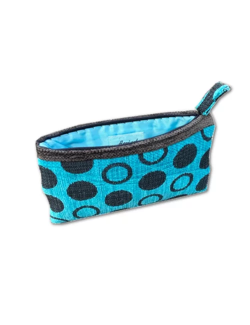 Bag in Bag, Necessaire - Kreise Türkis-Schwarz Vorderseite 19cm x 16cm