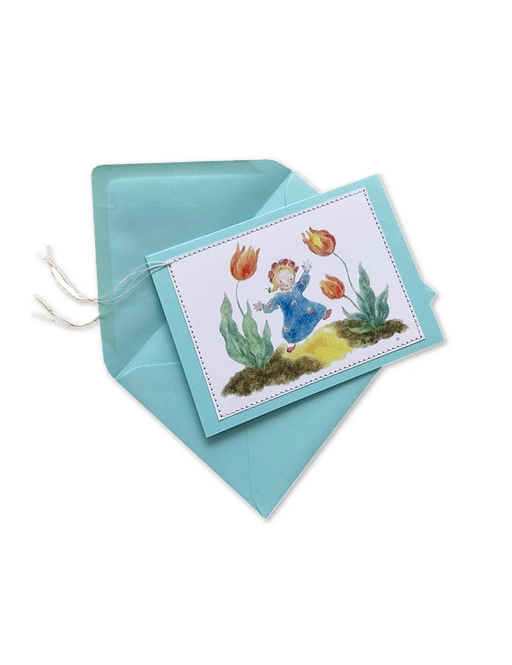 Glückwunsch- & Gruss Karte genäht - Tanz Meitli tanz! Vorderseite