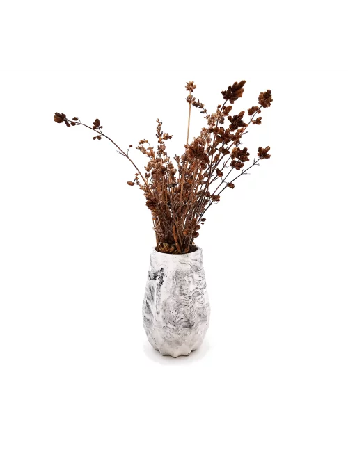 Vase aus Gips - kleine Blumenvase & Dekovase 'Zickzack' marmoriert - mit Deko