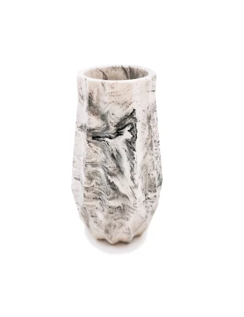 Vase aus Gips - kleine Blumenvase & Dekovase 'Zickzack' marmoriert - ohne Deko