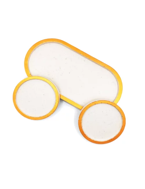 Kaffeeset & Teeset Tablett - Dekorservice, Schmuckschale & Untersetzer gold - 3er-Set von oben