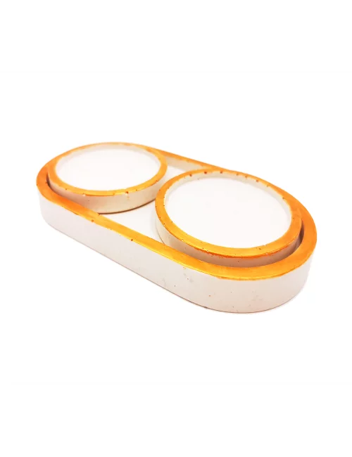 Kaffeeset & Teeset Tablett - Dekorservice, Schmuckschale & Untersetzer gold - 3er-Set alle zusammen seitlich