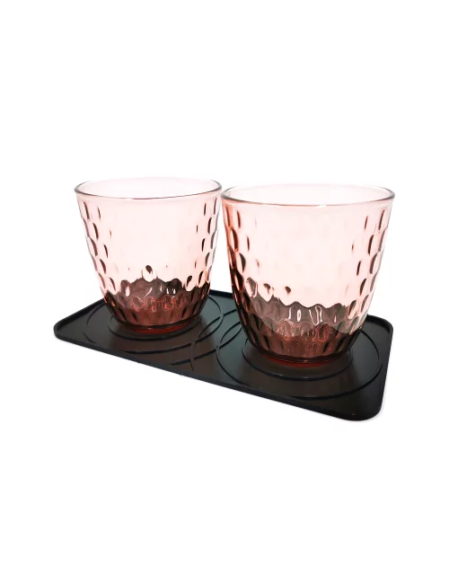 Abtropfunterlage & Untersetzer aus Kunststoff schwarz - Design zwei Tropfen mit Gläsern