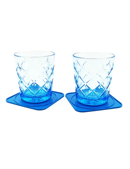 Abtropfunterlage & Untersetzer aus Kunststoff blau - Design Tropfen mit Gläsern