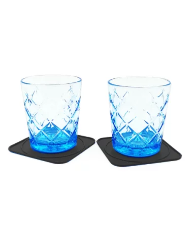 Abtropfunterlage & Untersetzer aus Kunststoff schwarz - Design Tropfen mit Gläsern