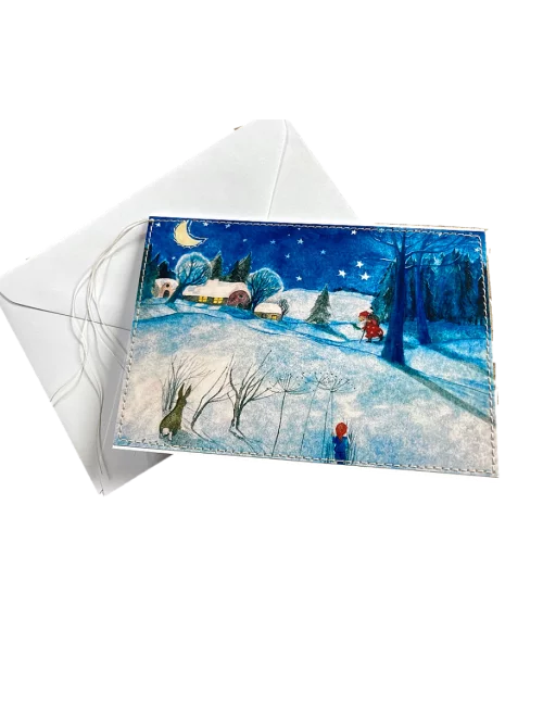 Weihnachten- & Gruss Karte genäht - Samichlaus