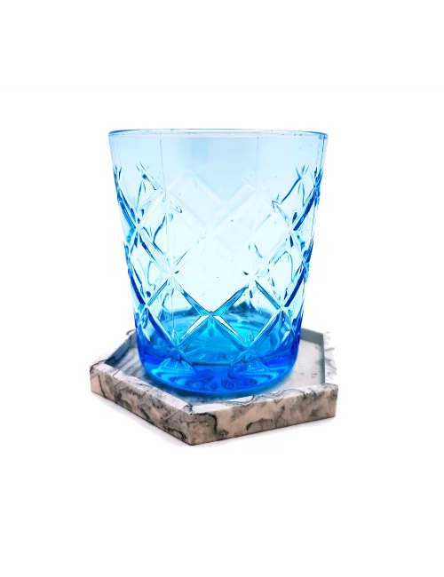 Sechseck Teller aus Gips - kleiner Teller & Dekoruntersetzer, Seifenunterlage marmoriert mit Glas illustriert