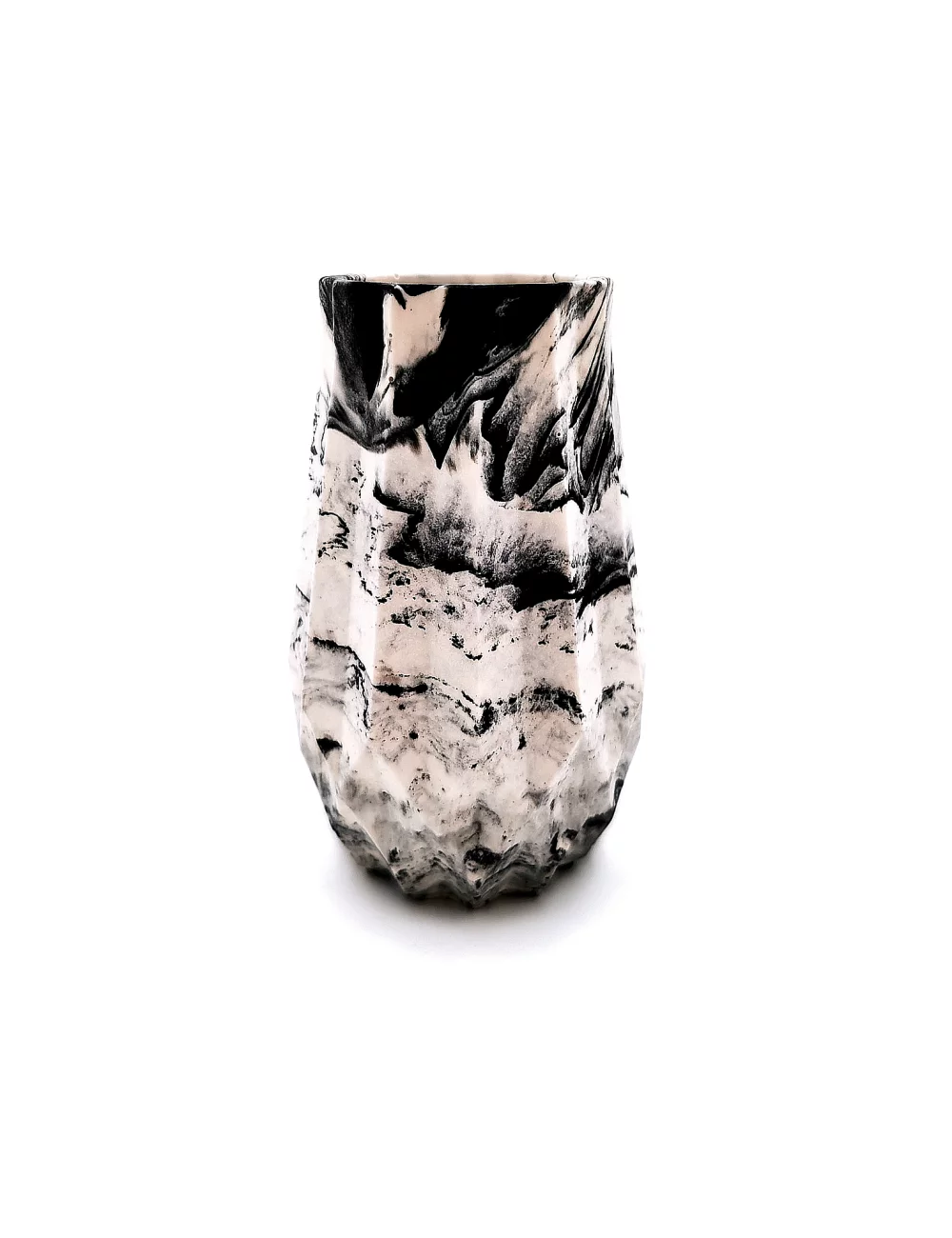 Vase aus Gips - kleine Blumenvase & Dekorvase 'Palisade' marmoriert