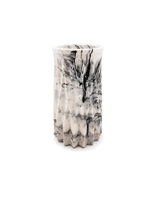 Vase aus Gips - kleine Blumenvase & Dekorvase 'Säulen' marmoriert