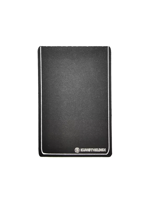 Kleine Spruchkarte & Grusskarte Tannenbaum - Weihnachten "Merry X-Mas" gold-silber auf schwarz Rückseite