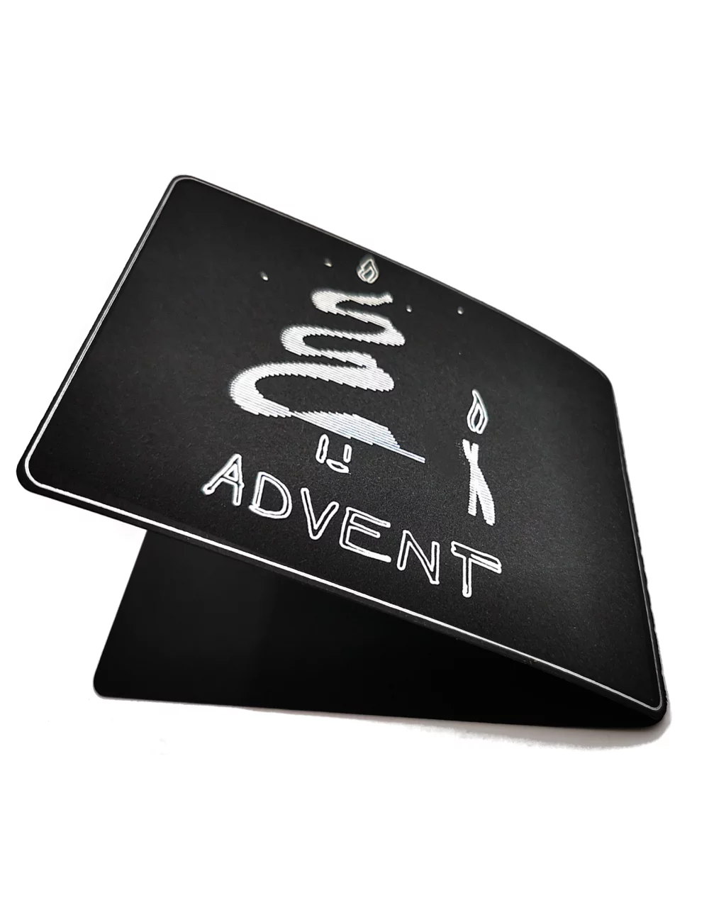 Weihnachtskarte, Spruchkarte & Grusskarte Kerzenbaum - Karte für Weihnachten "Advent" silber auf sch