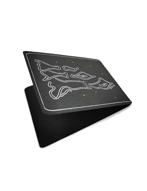 Kleine Faltkarte & Grusskarte Kerzen - Geburtstag & Weihnachten silber auf schwarz liegende Faltkarte