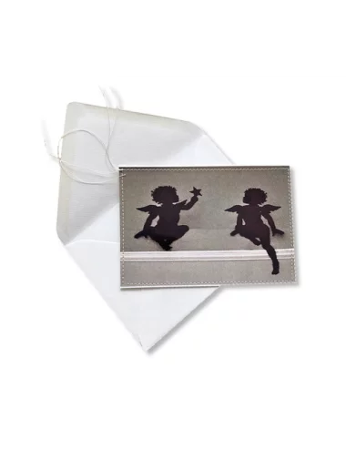 Glückwunsch-Karte & Grusskarte genäht - zwei Engel - Vorderseite