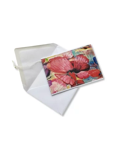 Glückwunsch- & Gruss Karte genäht - rotes Herz