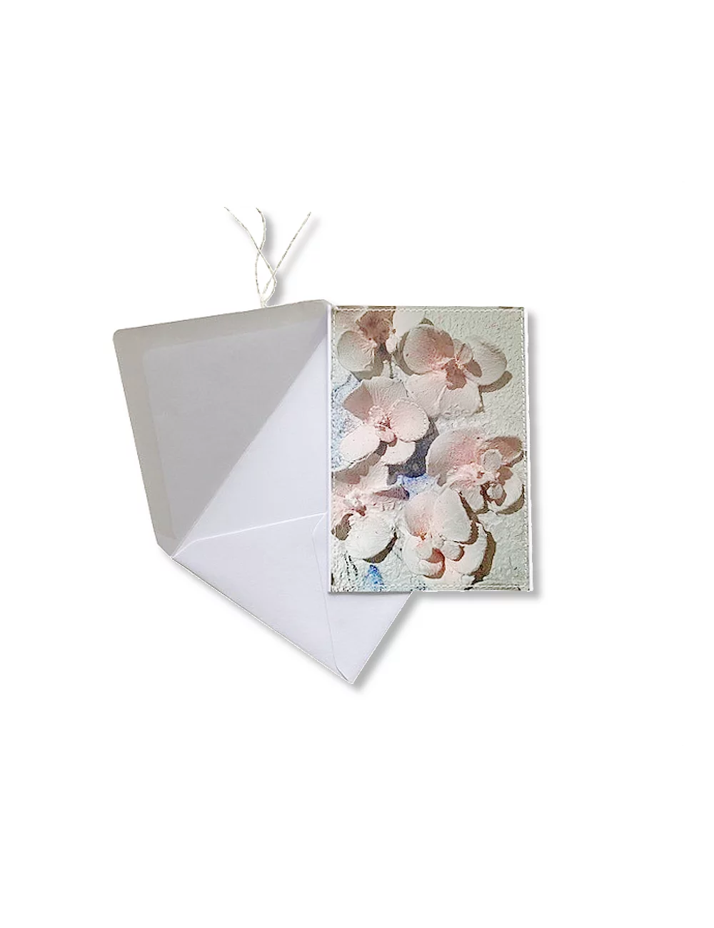 Glückwunsch- & Gruss Karte genäht - 3D Blüten rosé