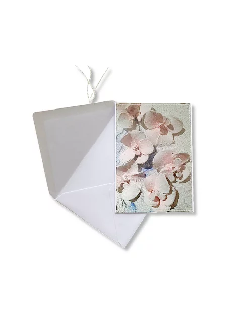 Glückwunsch- & Gruss Karte genäht - 3D Blüten rosé