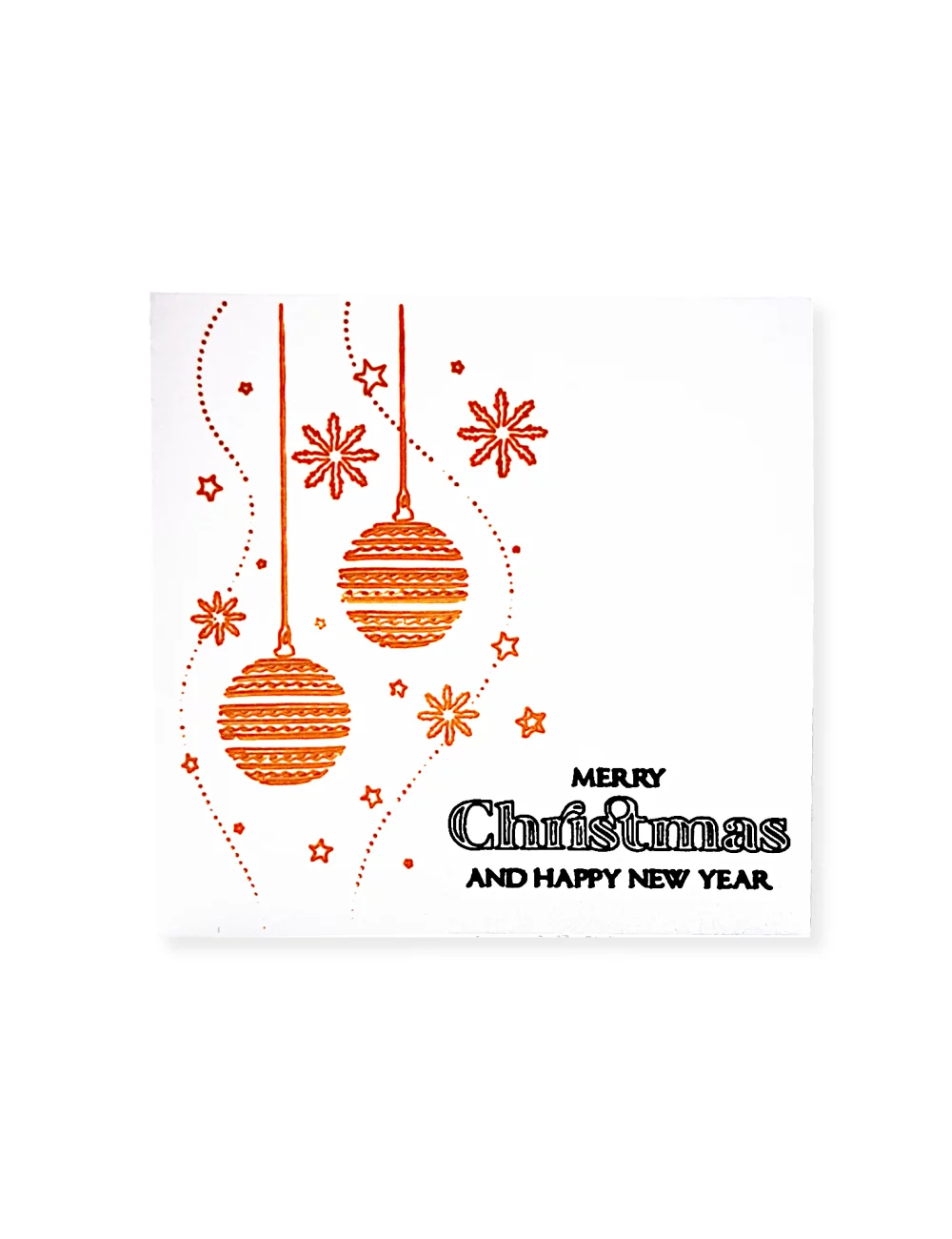 Weihnachtskarte, Spruchkarte & Grusskarte Weihnachtskugel & Sterne - Karte für Weihnachten "Merry Ch