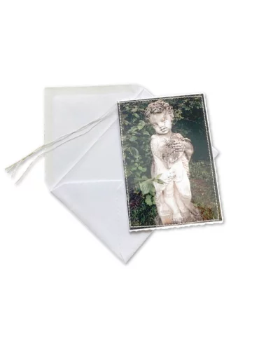 Glückwunsch- & Gruss Karte genäht - Statue Büblein