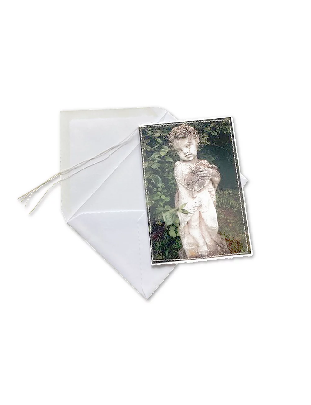 Glückwunsch- & Gruss Karte genäht - Statue Büblein