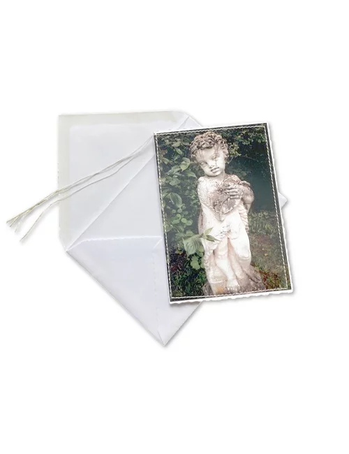 Glückwunsch- & Gruss Karte genäht - Statue Büblein