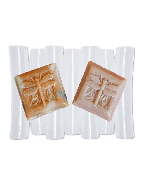 Seifenschale aus Kunststoff - Noodles transparent mit Seifen illustriert