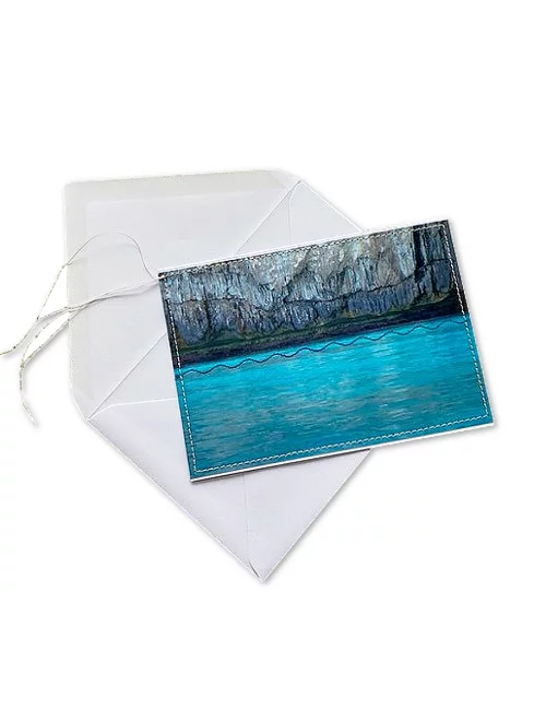 Glückwunsch- & Gruss Karte genäht - Fels und Meer