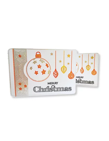 Spruchkarte & Grusskarte Weihnachtskugel - Karte für Weihnachten "Merry Christmas" gold-silber-bronze auf weiss - mehrere Karten