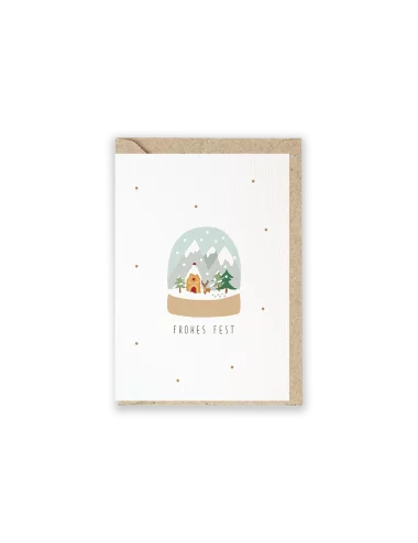 Weihnachtskarte Kristallkugel mit Couvert
