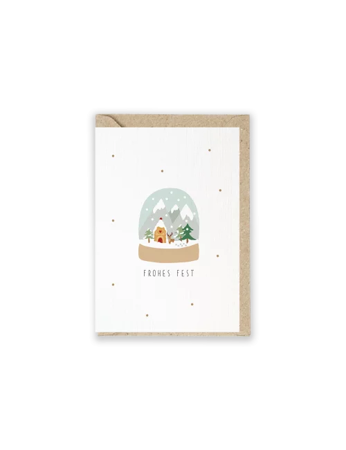 Weihnachtskarte Kristallkugel mit Couvert