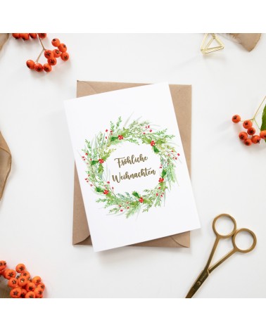 Weihnachtskarte & Grusskarte - Kranz "Fröhliche Weihnachten" Stimmungsbild