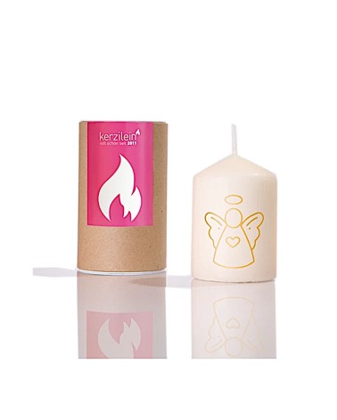 Stumpenkerze "Schutzengel gold" - Flämmchen 8 x 6 cm