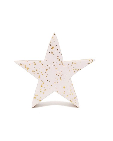 Stern aus Holz - Dekoration Weihnachten - weiss/gold - 9.5 cm front