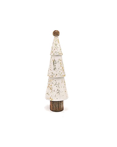 Weihnachtsbaum, Christbaum aus Holz - weiss / gold - 21 cm