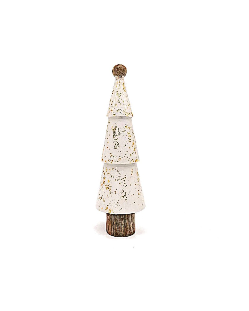 Weihnachtsbaum, Christbaum aus Holz - weiss / gold - 21 cm