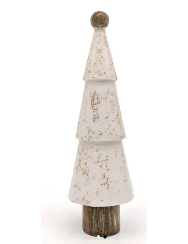 Weihnachtsbaum, Christbaum aus Holz - weiss / gold - 21 cm Nahaufnahme