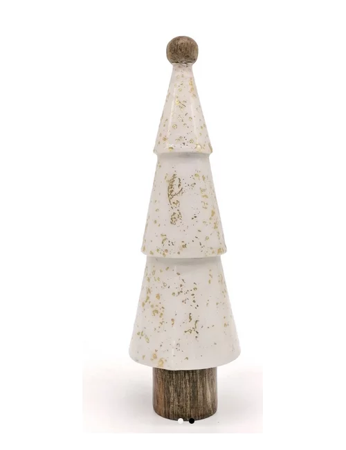 Weihnachtsbaum, Christbaum aus Holz - weiss / gold - 21 cm Nahaufnahme