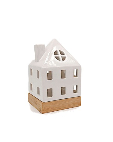 Lichthaus - Teelicht Haus - Dekoration Weihnachten - weiss-glänzend - 17.7 cm