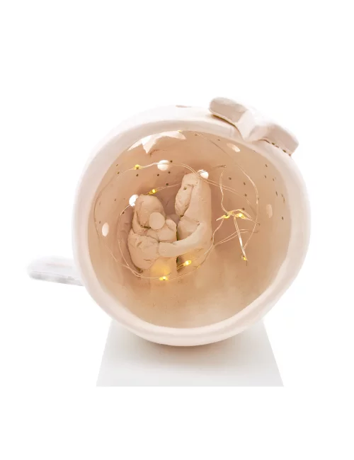 Kleine Kugel-Krippe aus Ton - Weihnachtskrippe Maria, Josef & Kind Szene 2 für Weihnachten